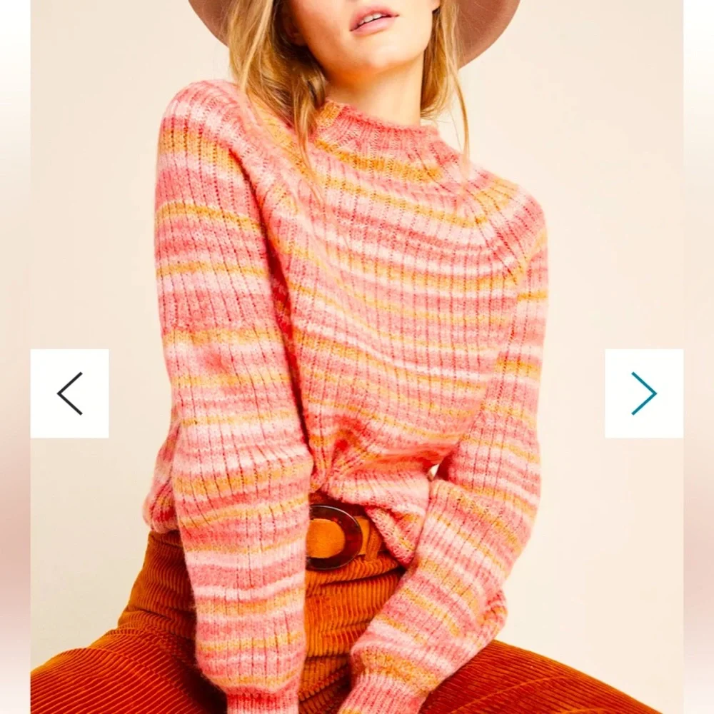 Anthropologie T.La Drea pink tan Space-Dyed Sweater, Size Medium